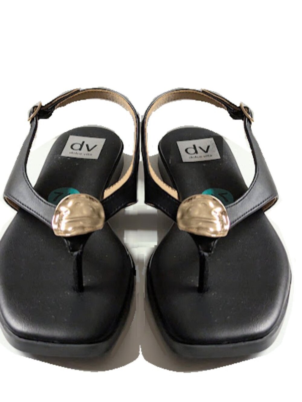 DV Dolce Vita Black Thong Sandals w/Embellished Metallic Accent Size 7.5 NWOBX